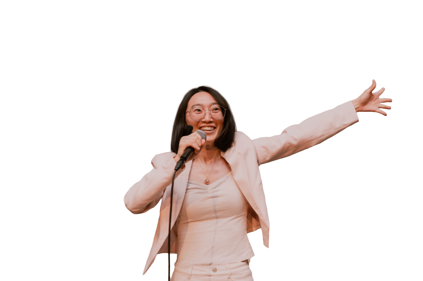 Emily Wang speaking on stage